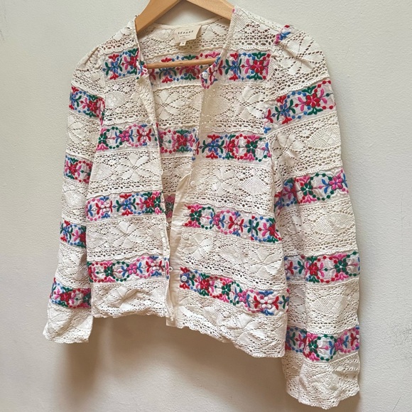 Sezane Floral Embroidered Lace Matika Blouse - Picture 7 of 16